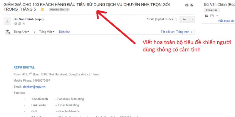 Tiêu đề thư điện tử có vai trò quan trọng